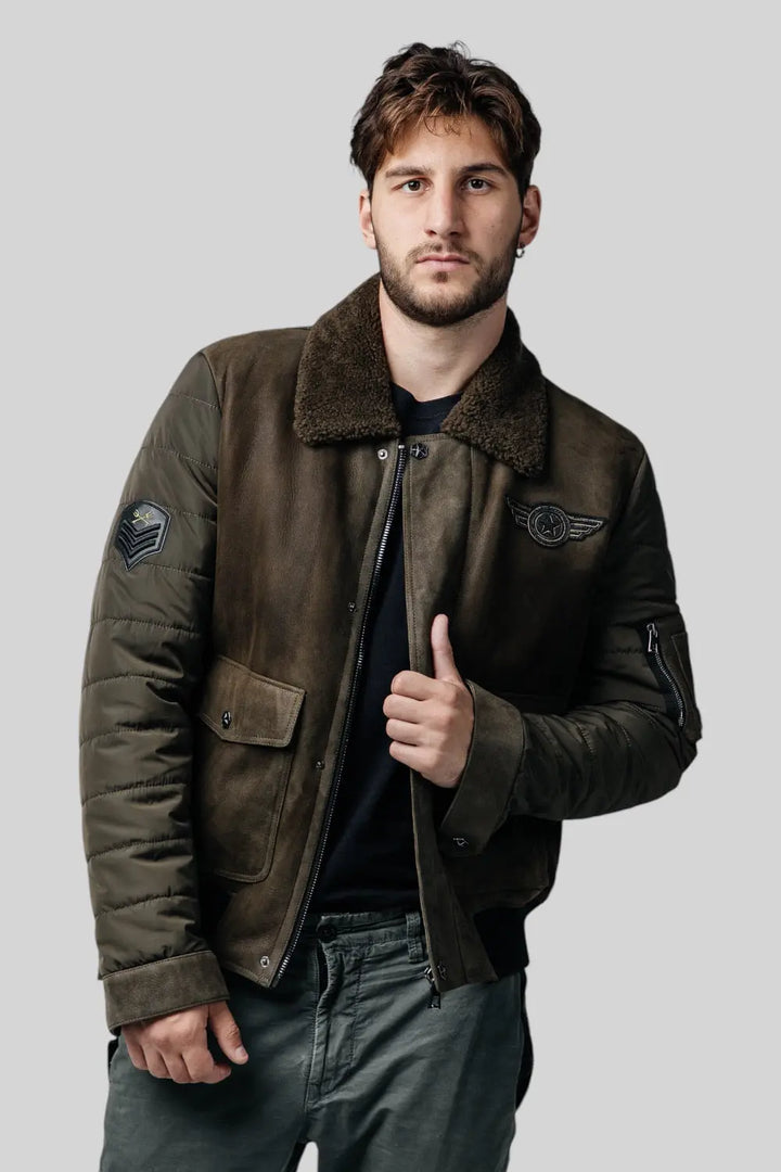 Lorenzo Sheepskin B-3 Bomber Jacket Spellezo