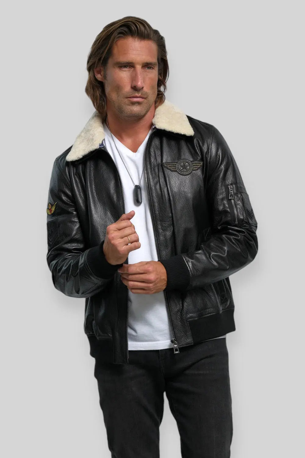 Davide Aviator Leather Jacket Spellezo