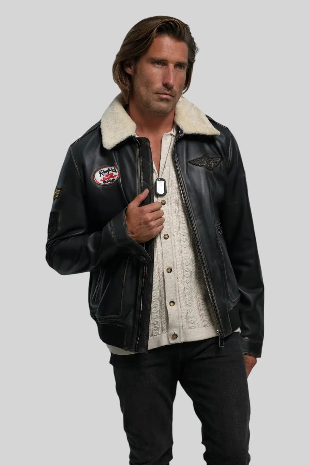 Luigi Shearling Aviator Jacket Spellezo