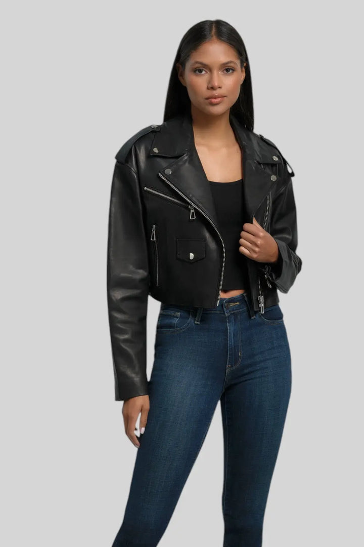 Lara Leather Moto Jacket Spellezo