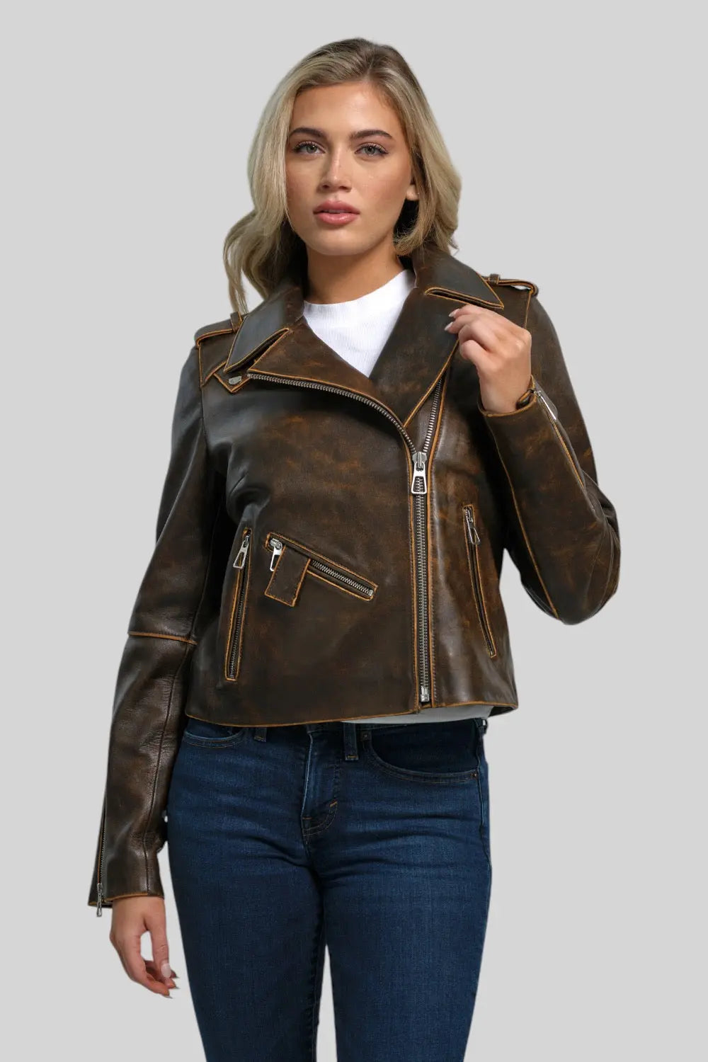 Loretta Vintage Leather Jacket Spellezo