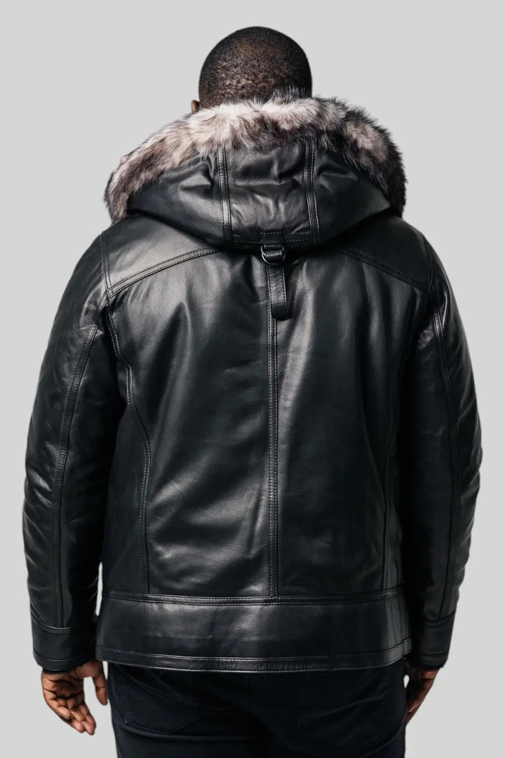 Laurent Hooded Shearing Leather Jacket Spellezo