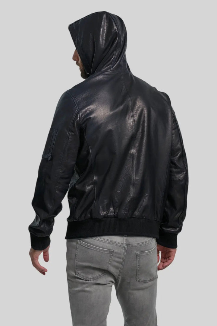 Rino Hooded Leather Jacket Spellezo