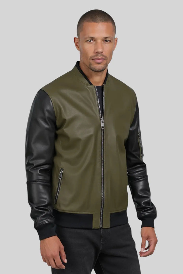 Adriano Leather Bomber Jacket Spellezo