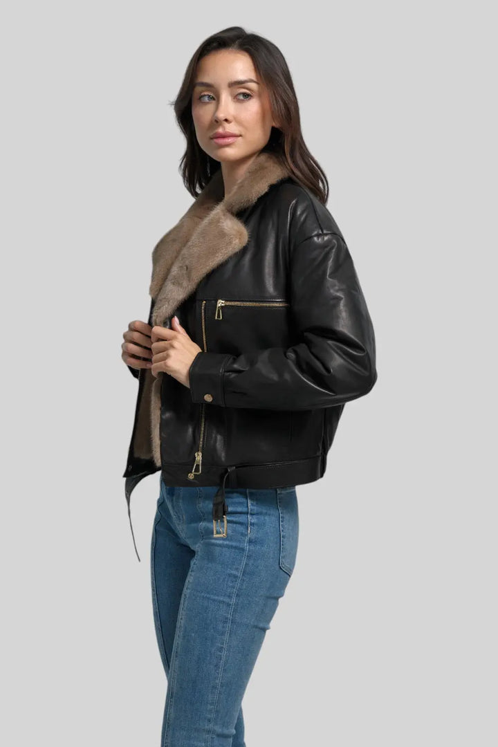 Sophie Classic Leather Bomber Spellezo