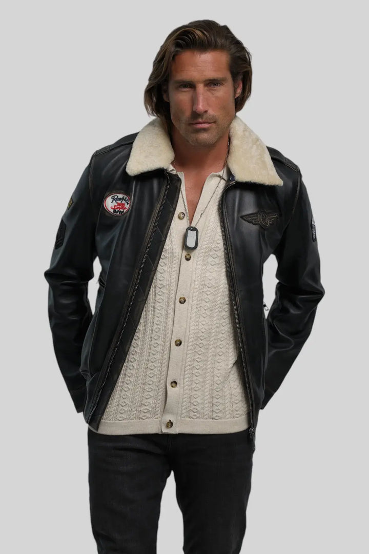 Luigi Shearling Aviator Jacket Spellezo