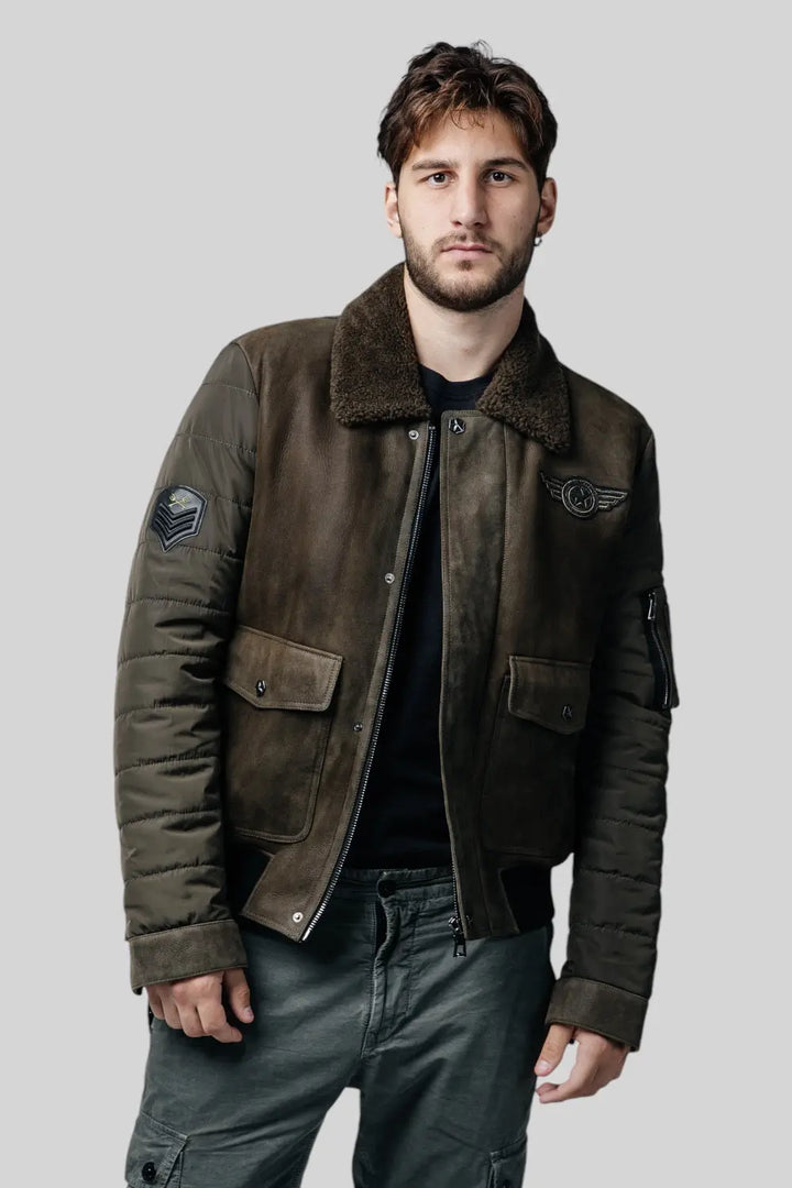 Lorenzo Sheepskin B-3 Bomber Jacket Spellezo