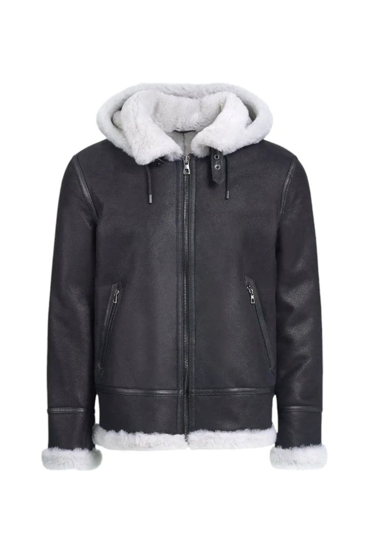 Sandro Hooded Sheepskin Jacket Spellezo