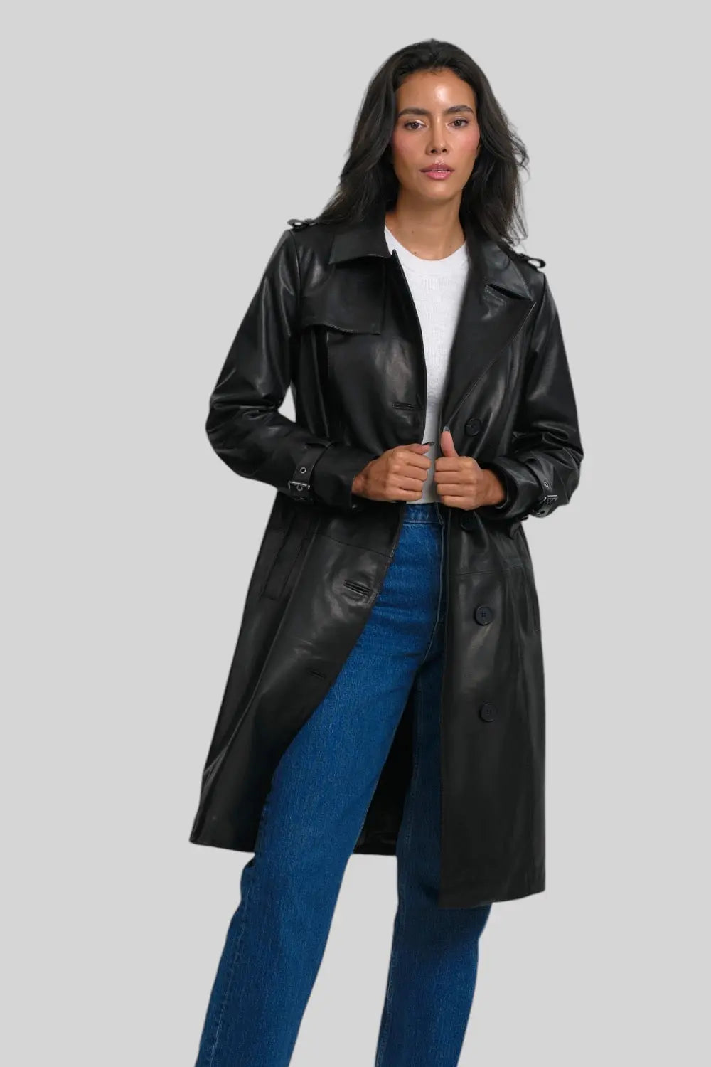 Margaux Leather Trench Coat Spellezo