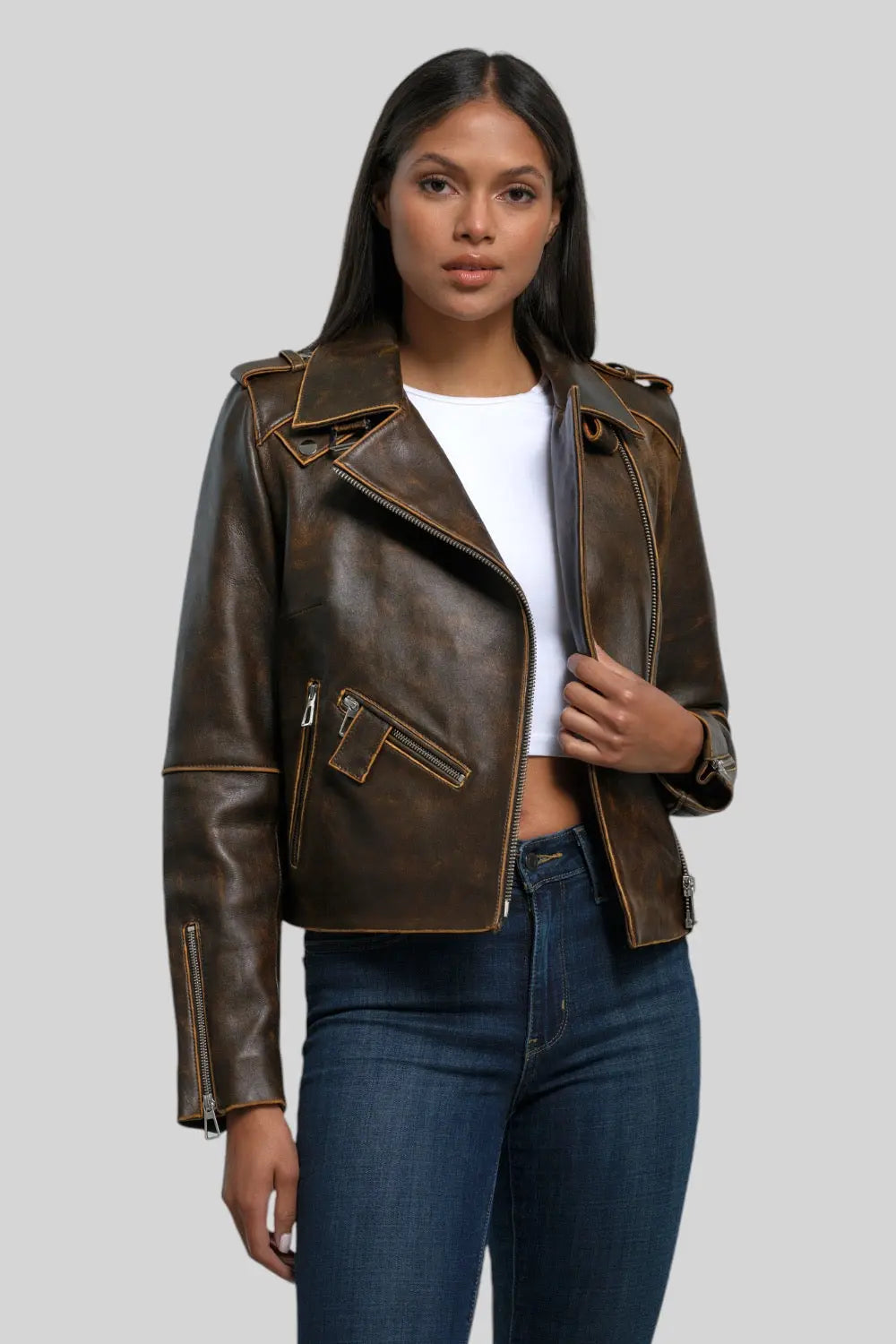 Loretta Vintage Leather Jacket Spellezo