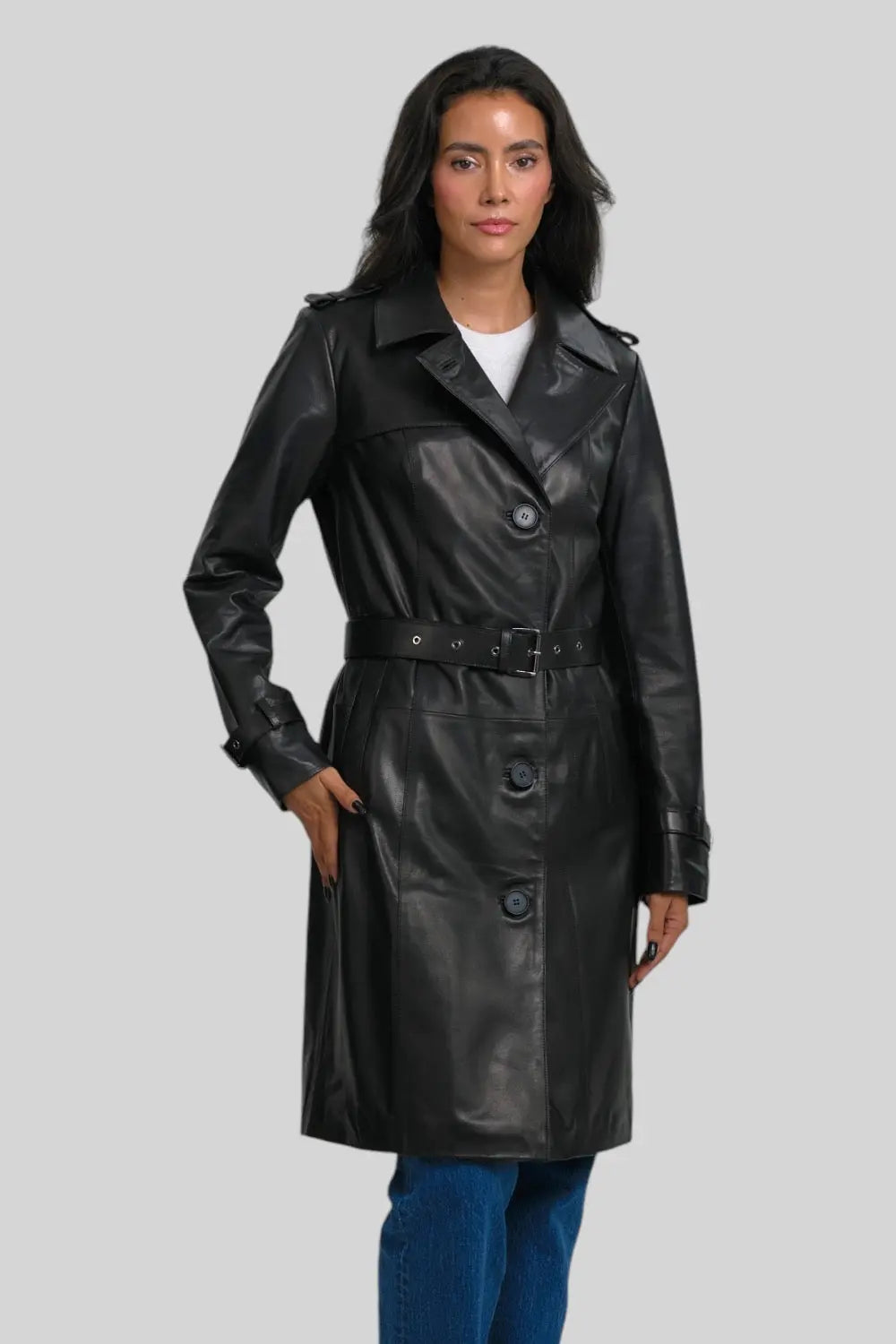 Margaux Leather Trench Coat Spellezo