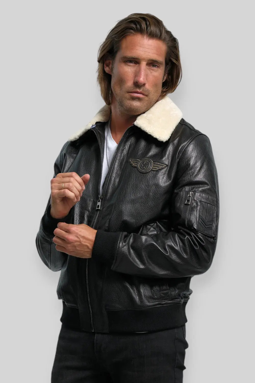 Davide Aviator Leather Jacket Spellezo