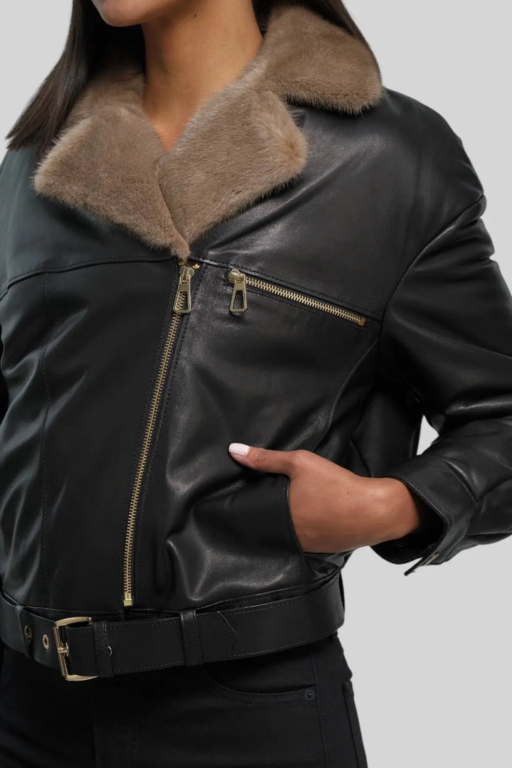 Sophie Classic Leather Bomber Spellezo