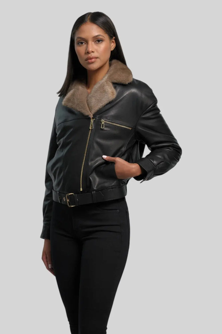 Sophie Classic Leather Bomber Spellezo