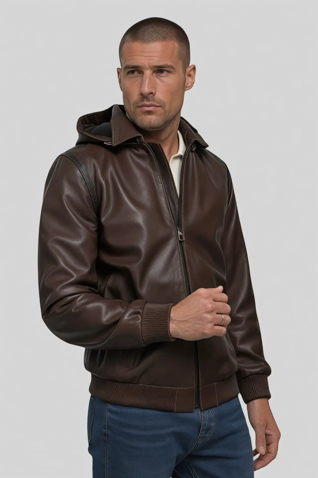 Gennaro Hooded Genuine Leather Jacket Spellezo