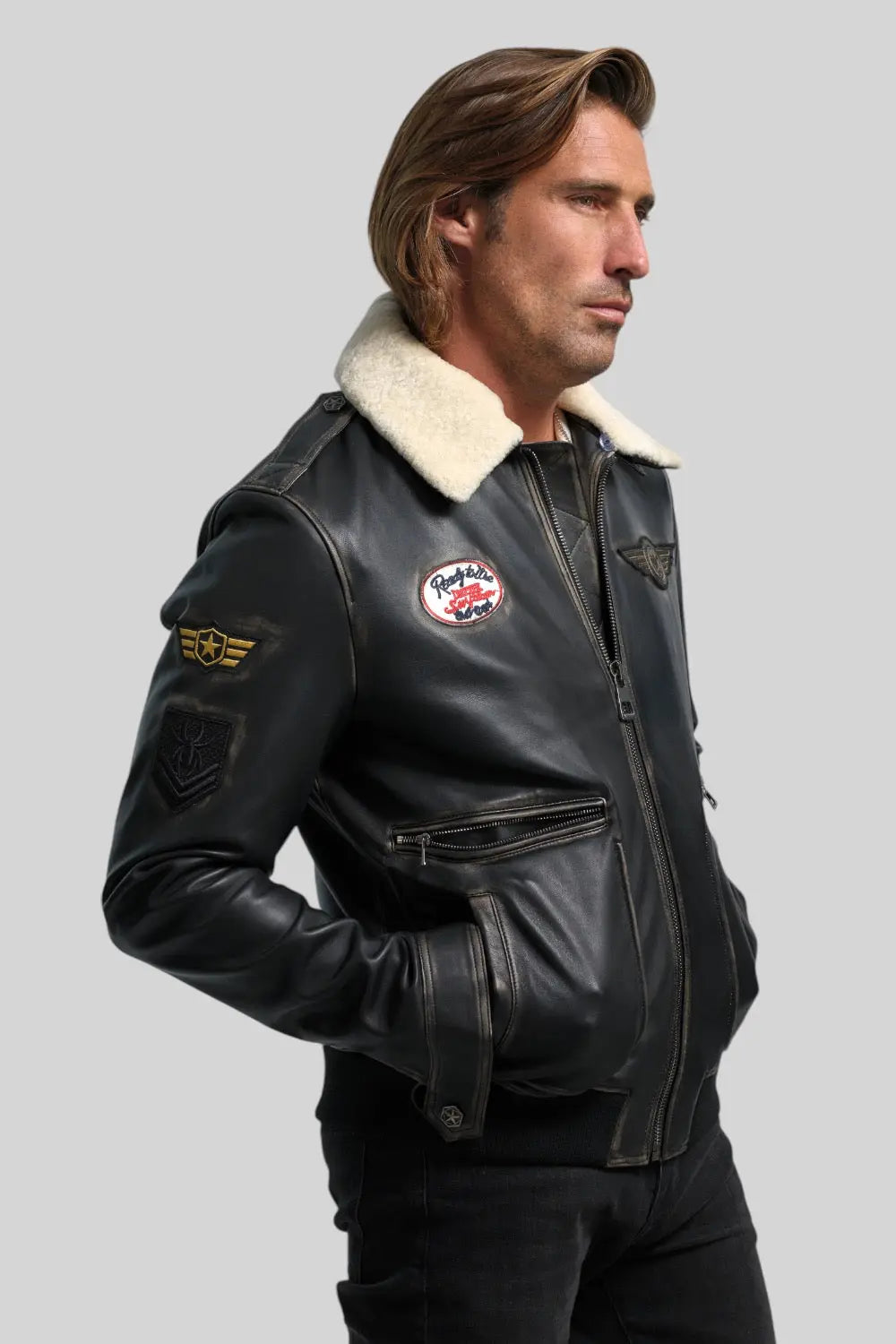 Luigi Shearling Aviator Jacket Spellezo