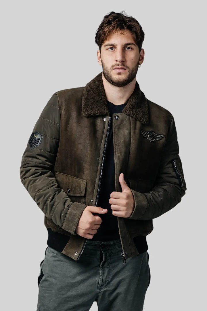 Lorenzo Sheepskin B-3 Bomber Jacket Spellezo