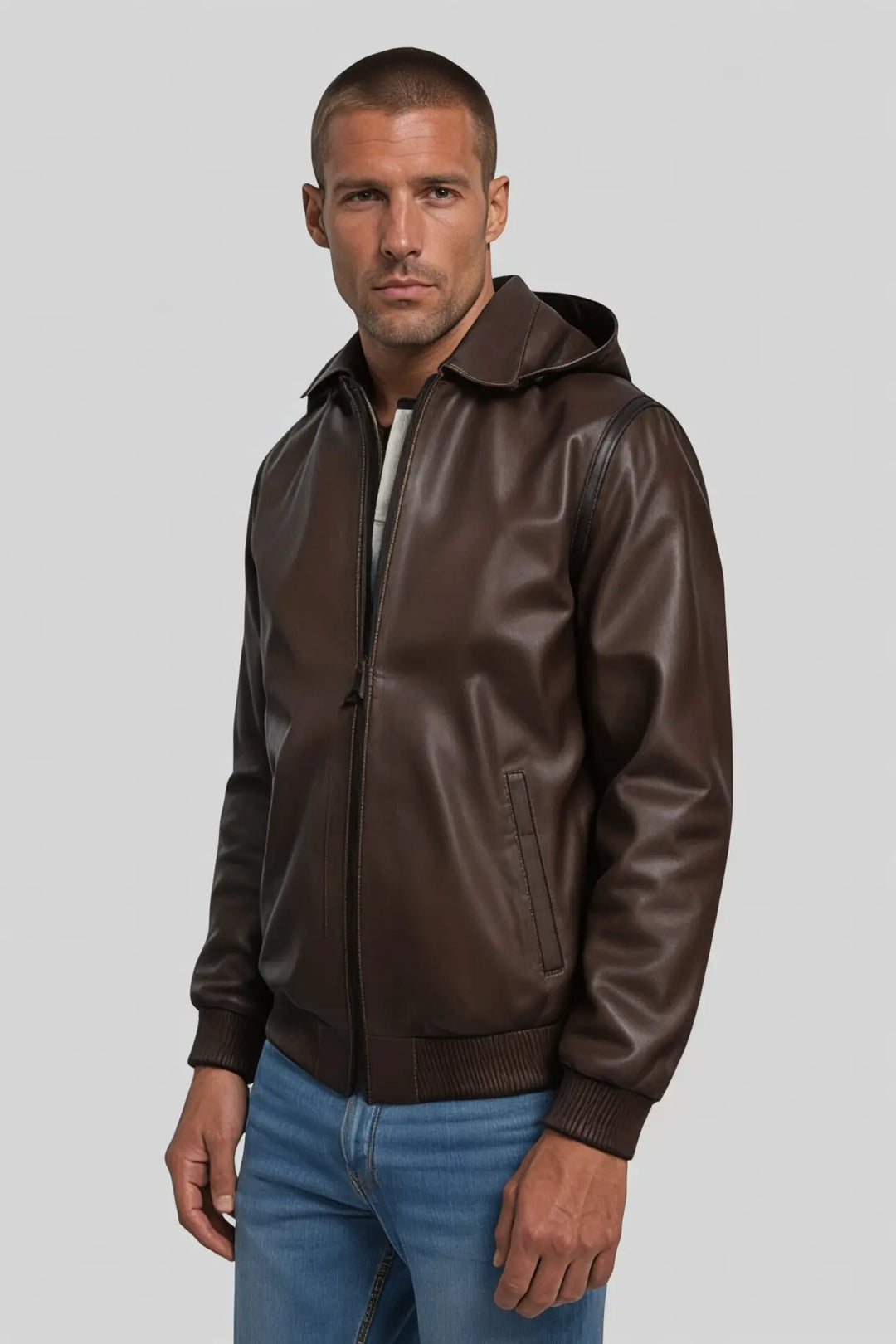 Gennaro Hooded Genuine Leather Jacket Spellezo