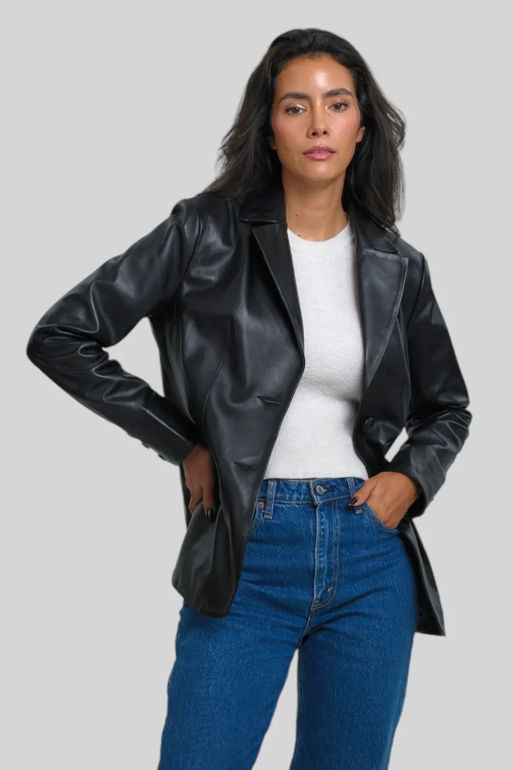 Léa Classic Leather Jacket Spellezo