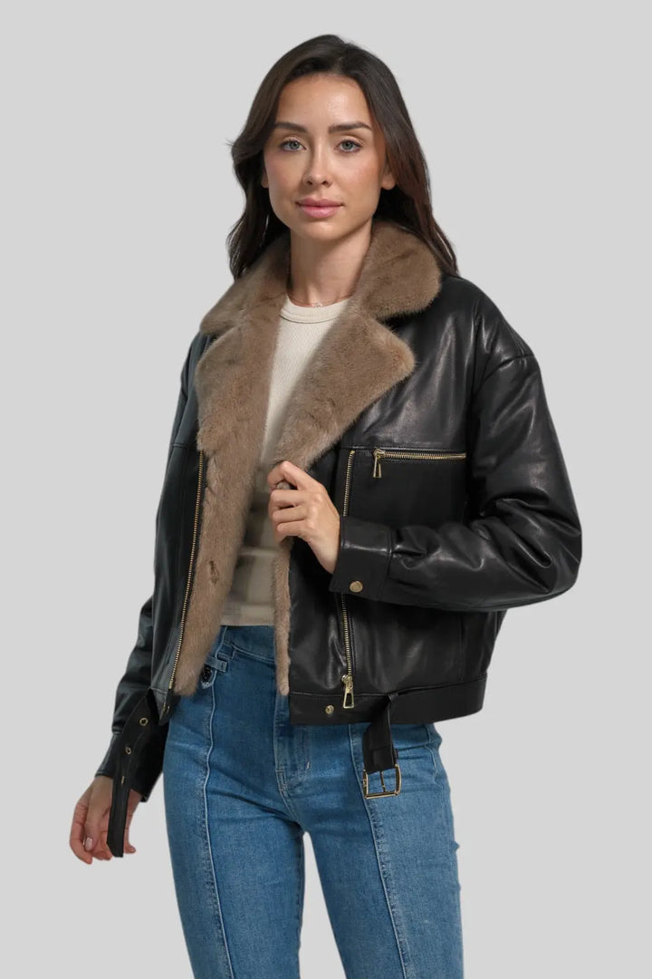 Sophie Classic Leather Bomber Spellezo