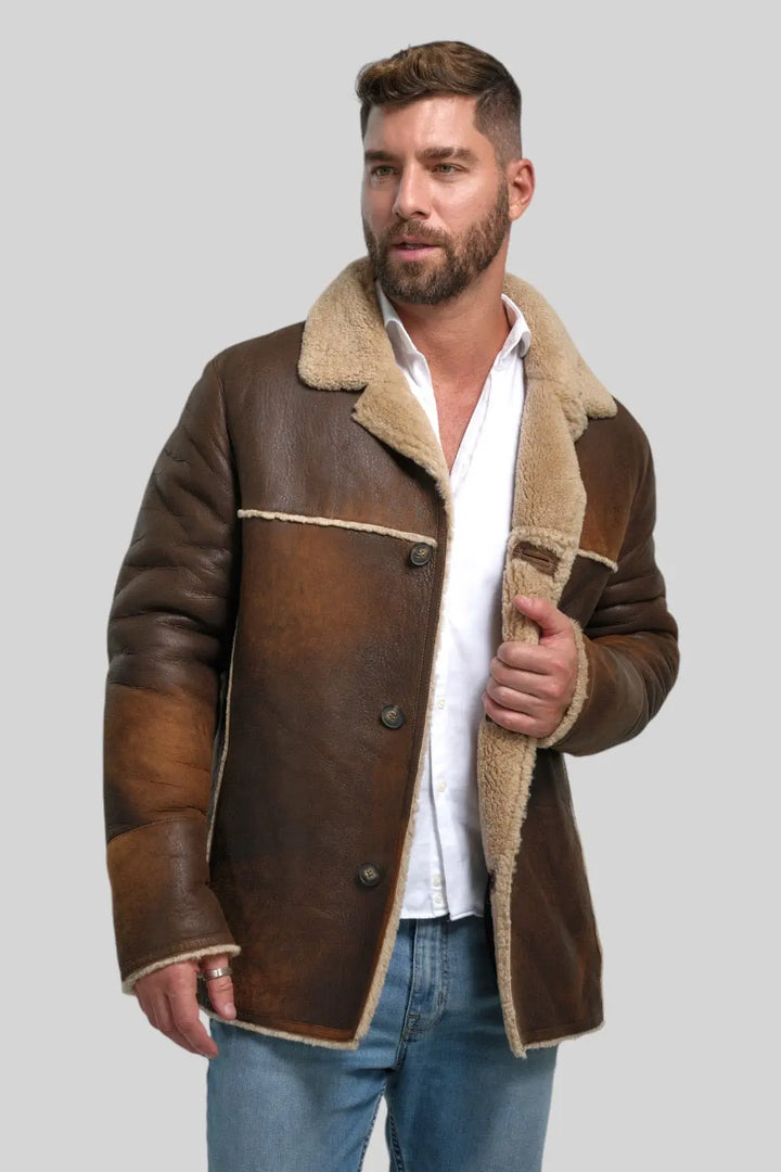 Tullio Sheepskin Leather Ranch Coat Spellezo