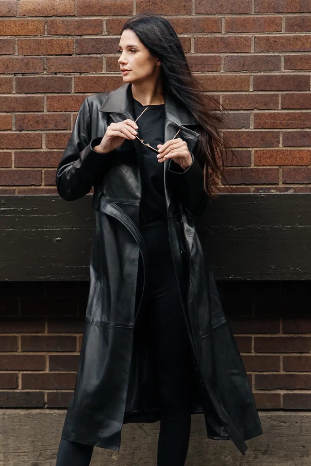 Paola Leather Trench Coat Spellezo