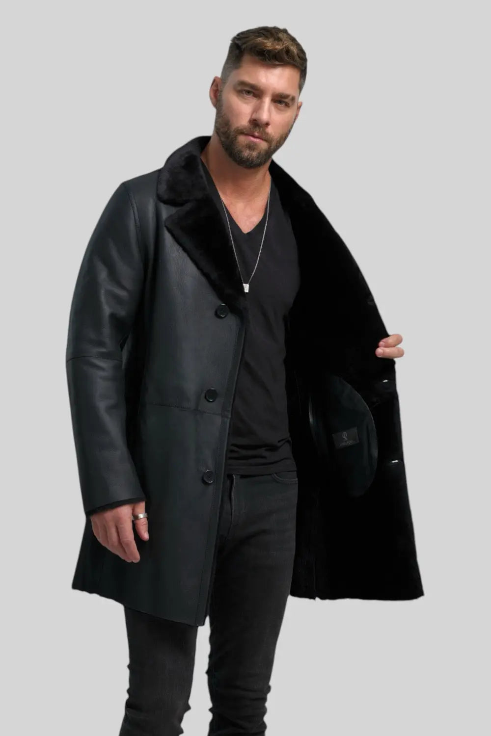 Flavio Classic Sheepskin Leather Coat Spellezo