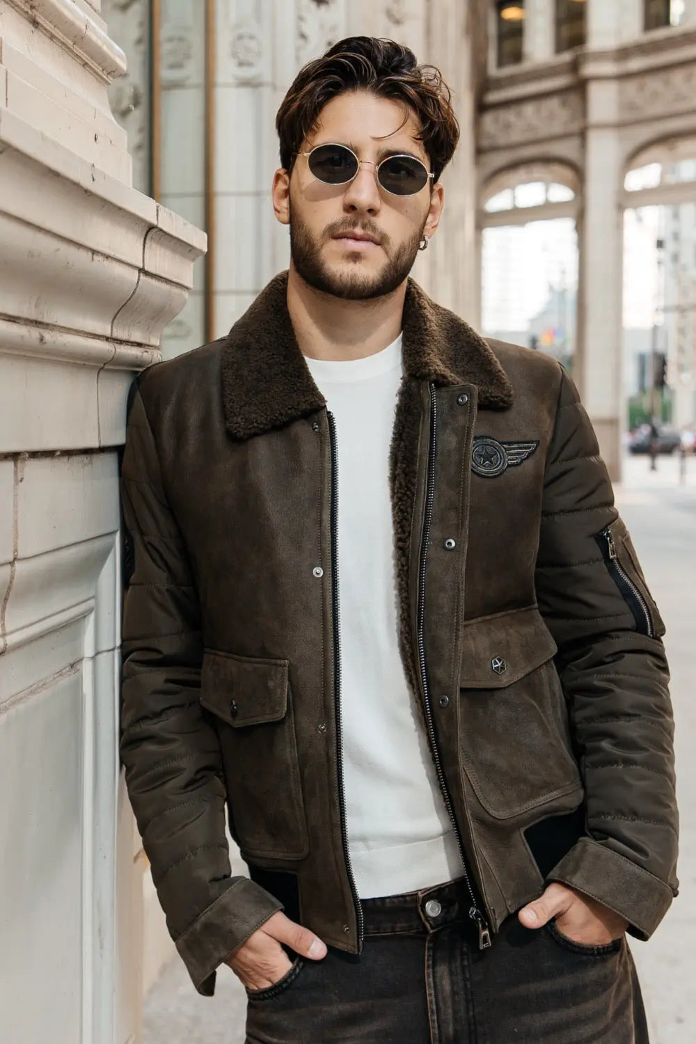 Lorenzo Sheepskin B-3 Bomber Jacket Spellezo