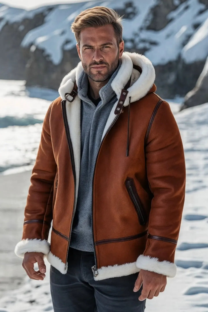 Remo Hooded Sheepskin Jacket Spellezo