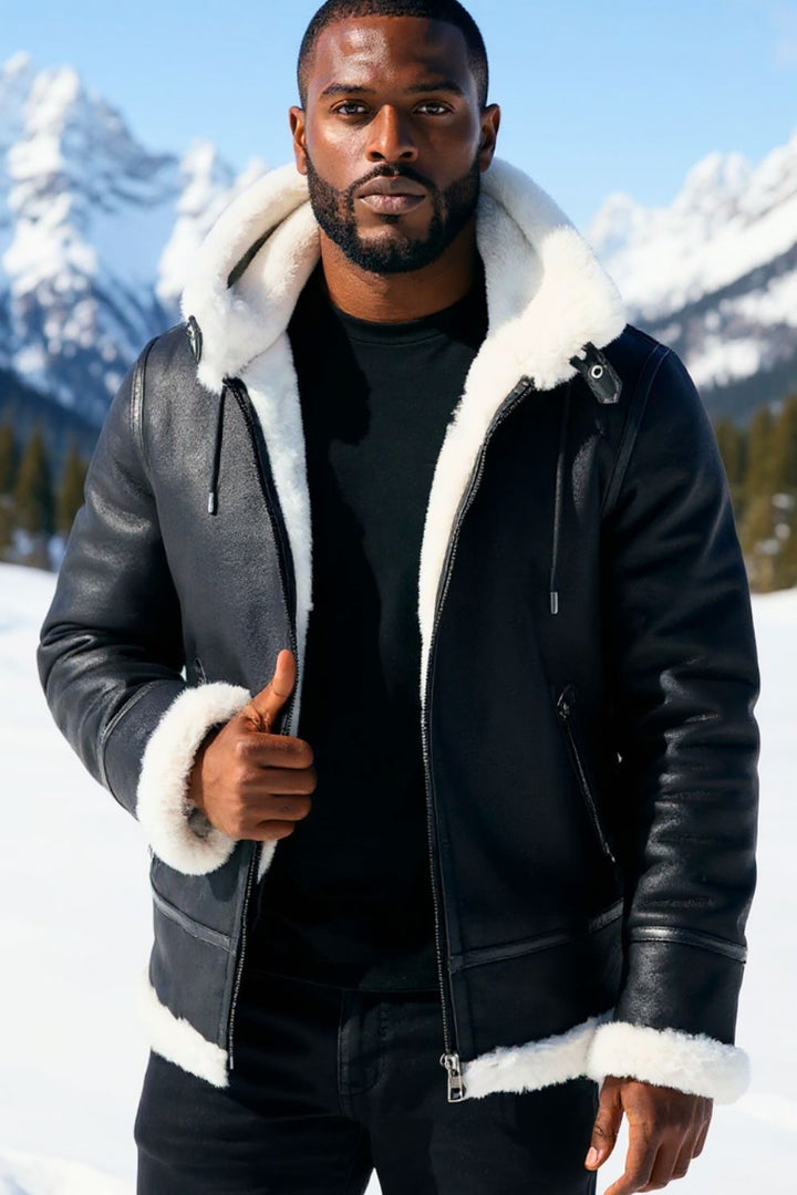 Sandro Hooded Sheepskin Jacket