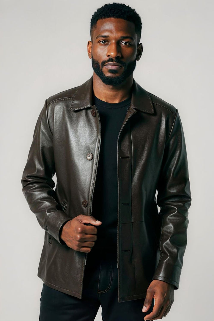 Massimiliano Classic Leather Coat